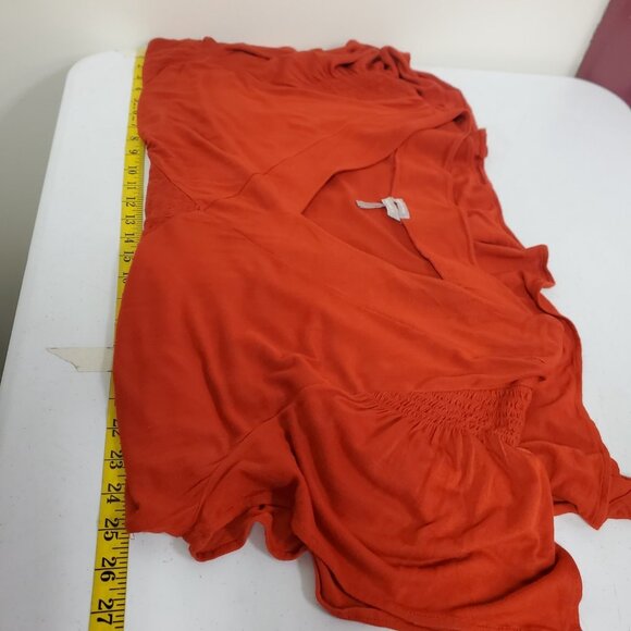 Old Navy Womens Y2K Smocked Babydoll Top Size 3X Red Short Sleeve Preppy Capsule - Picture 7 of 12